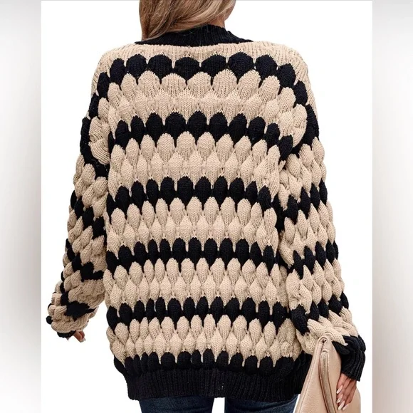 KIRUNDO Cardigan Chunky Lantern Sleeve Open Front NWT SM - Picture 2 of 10